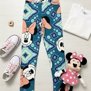 Disney Girls Teal Minnie Mouse Geometric Print Leggings